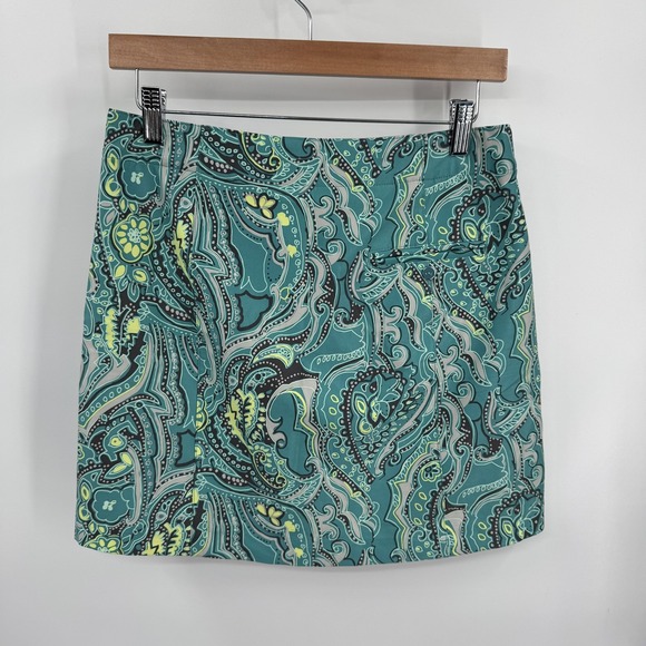 Lady Hagen Skort Womens 4 Green‎ Paisley Stretch Tennis Pickleball Golf Athletic - Picture 2 of 8